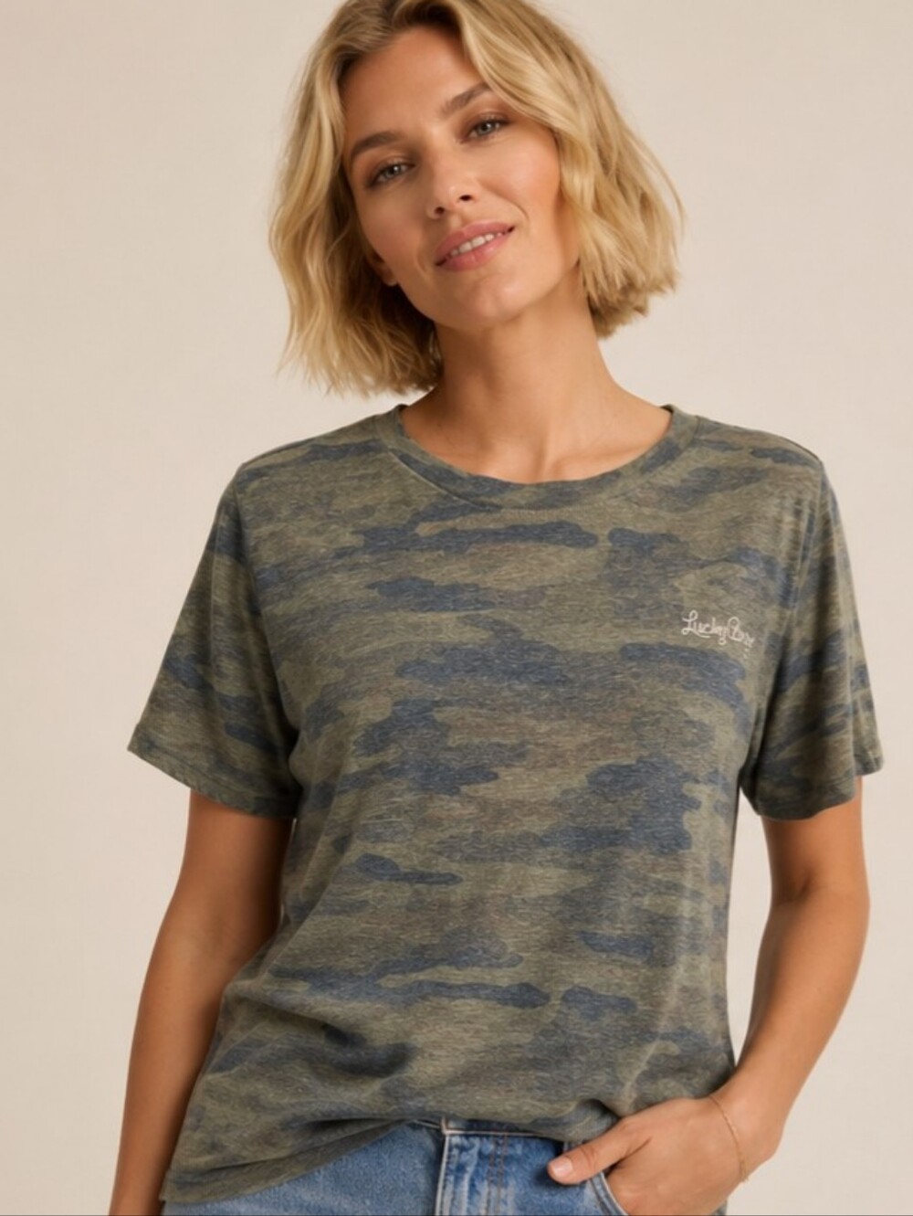 Lucky Brand Cozy Camo Crew Neck Tee – XL